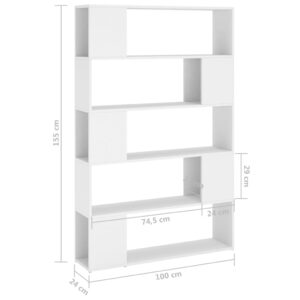 vidaXL Bokhylla/Rumsavdelare vit 100x24x155 cm konstruerat trä - Bild 7