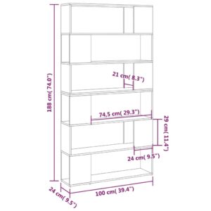 vidaXL Bokhylla Rumsavdelare sonoma-ek 100x24x188 cm - Bild 8