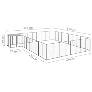 vidaXL Hundgård svart 25,41 m² stål - Bild 6