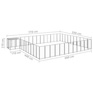 vidaXL Hundgård svart 37,51 m² stål - Bild 6