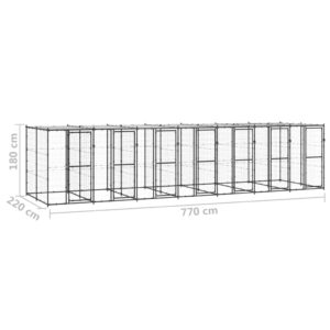 vidaXL Hundgård för utomhusbruk med tak 16,94 m² - Bild 6