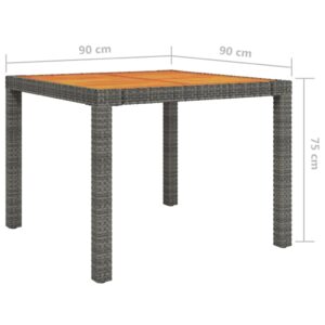 vidaXL Trädgårdsbord 90x90x75 cm konstrotting och akaciaträ grå - Bild 6