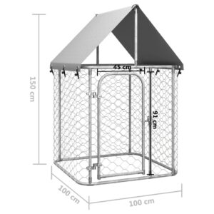 vidaXL Hundgård med tak för utomhusbruk 100x100x150 cm - Bild 5