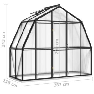 vidaXL Växthus med basram antracit 3,3 m² aluminium - Bild 8