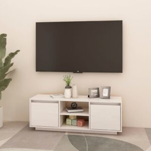 vidaXL TV-bänk vit 110x30x40 cm massiv furu - Bild 3