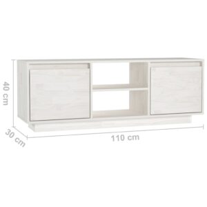 vidaXL TV-bänk vit 110x30x40 cm massiv furu - Bild 9