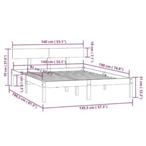 vidaXL Sängram massiv furu 140x190 cm - Bild 9