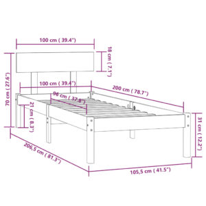 vidaXL Sängram massiv furu 100x200 cm - Bild 9