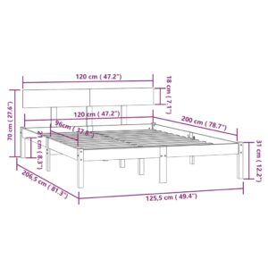 vidaXL Sängram massiv furu 120x200 cm - Bild 9