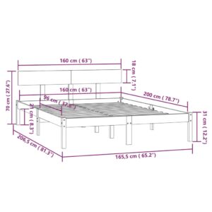 vidaXL Sängram svart massiv furu 160x200 cm - Bild 9