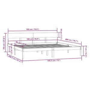 vidaXL Sängram vit massiv furu 180x200 cm - Bild 9