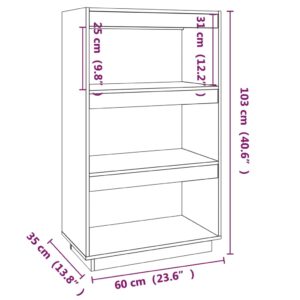 vidaXL Bokhylla/rumsavdelare 60x35x103 cm massiv furu - Bild 7