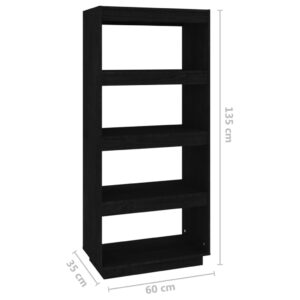 vidaXL Bokhylla/rumsavdelare svart 60x35x135 cm massiv furu - Bild 8