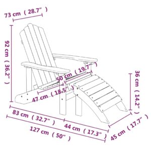 vidaXL Adirondackstol med fotpall HDPE vit - Bild 7