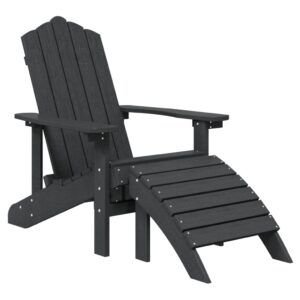 vidaXL Adirondackstol med fotpall HDPE antracit - Bild 2