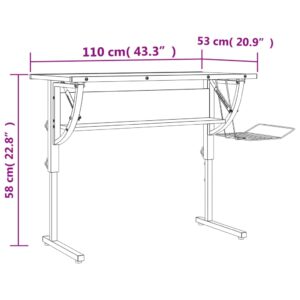 vidaXL Ritbord ek och grå 110x53x(58-87) cm konstruerat trä & stål - Bild 7