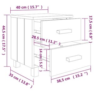 vidaXL Sängbord HAMAR 2 st honungsbrun 40x35x44,5cm massivt trä - Bild 8