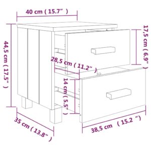 vidaXL Sängbord HAMAR 2 st vit 40x35x44,5 cm massivt trä - Bild 9