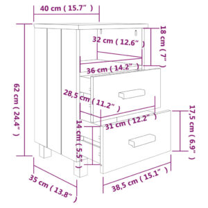 vidaXL Sängbord HAMAR ljusgrå 40x35x62 cm massiv furu - Bild 7