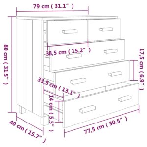 vidaXL Byrå HAMAR vit 79x40x80 cm massiv furu - Bild 8