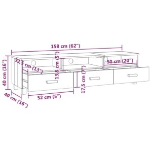 vidaXL Tv-bänk HAMAR ljusgrå 158x40x40 cm massiv furu - Bild 8