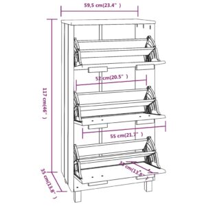 vidaXL Skoskåp HAMAR vit 59,5x35x117 cm massiv furu - Bild 8