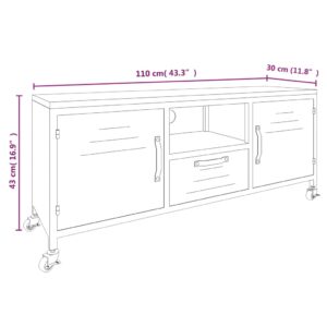 vidaXL Tv-bänk svart 110x30x43 cm järn och massivt granträ - Bild 7