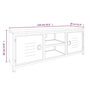 vidaXL Tv-bänk vit 110x30x40 cm järn och massivt granträ - Bild 7