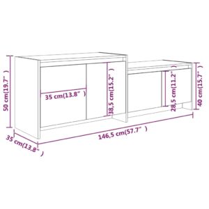 vidaXL Tv-bänk rökfärgad ek 146,5x35x50 cm konstruerat trä - Bild 9