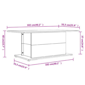 vidaXL Soffbord rökfärgad ek 102x55,5x40 cm spånskiva - Bild 7