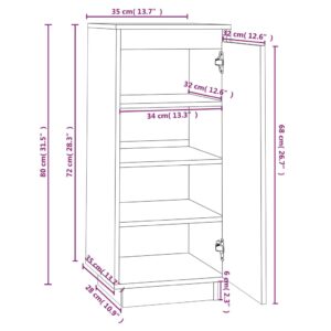 vidaXL Skoskåp vit 35x35x80 cm massiv furu - Bild 9