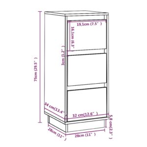 vidaXL Byråer 2 st vit 32x34x75 cm massiv furu - Bild 8