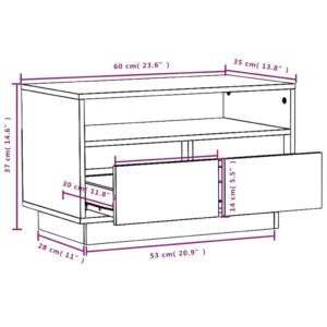 vidaXL Tv-bänk grå 60x35x37 cm massiv furu - Bild 9