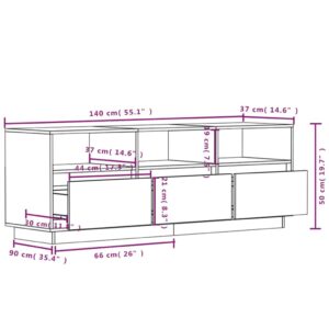 vidaXL Tv-bänk vit 140x37x50 cm massiv furu - Bild 9