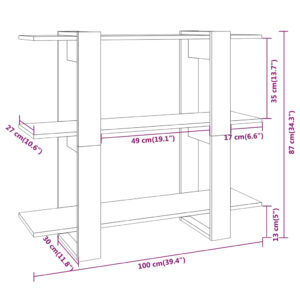 vidaXL Bokhylla/rumsavdelare vit 100x30x87 cm - Bild 7