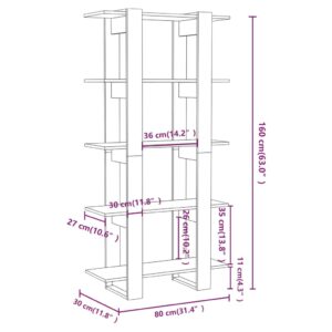 vidaXL Bokhylla/rumsavdelare vit 80x30x160 cm konstruerat trä - Bild 7