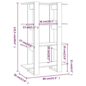 vidaXL Bokhylla/rumsavdelare betonggrå 80x30x123,5 cm - Bild 7