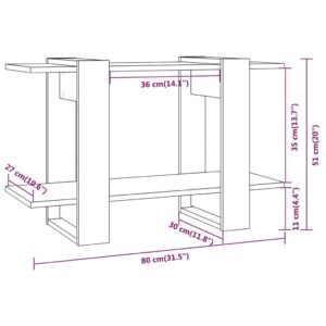 vidaXL Bokhylla/rumsavdelare svart 80x30x51 cm - Bild 7