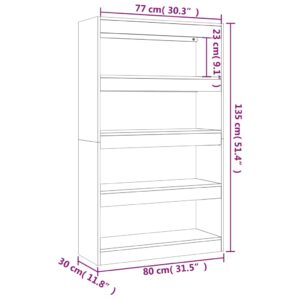 vidaXL Bokhylla/Rumsavdelare betonggrå 80x30x135 cm konstruerat trä - Bild 7