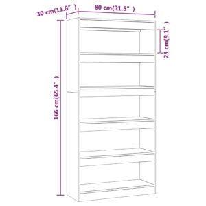 vidaXL Bokhylla/rumsavdelare vit 80x30x166 cm konstruerat trä - Bild 7