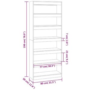 vidaXL Bokhylla/rumsavdelare rökfärgad ek 80x30x198 cm konstruerat trä - Bild 7