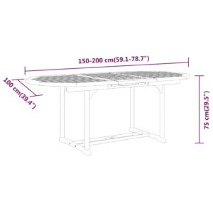 vidaXL Trädgårdsbord 200x100x75 massivt eukalyptusträ - Bild 10