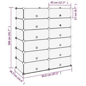 vidaXL Skohylla transparent 94,5x36,5x106 cm PP - Bild 8