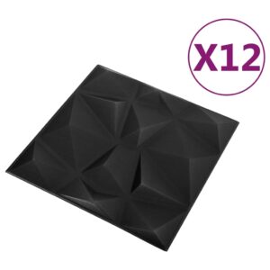 vidaXL 3D Väggpaneler 12 st 50x50 cm diamant svart 3 m² - Bild 2