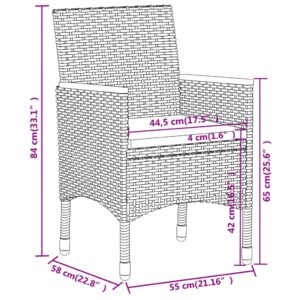 vidaXL Caféset 5 delar konstrotting och massivt trä svart - Bild 7