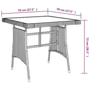 vidaXL Trädgårdsbord svart 70x70x72 cm konstrotting och massiv akacia - Bild 5