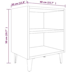 vidaXL Sängbord med metallben 2 st brun ek 40x30x50 cm - Bild 7