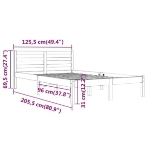 vidaXL Sängram massiv furu 120x200 cm vit - Bild 8