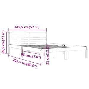 vidaXL Sängram massiv furu 140x200 cm vit - Bild 8