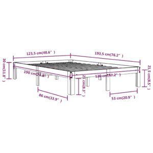 vidaXL Sängram vit massivt trä 120x190 cm - Bild 8